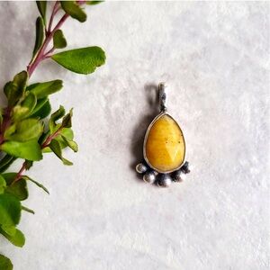 Yellow Aventurine handmade gemstone pendant set in sterling silver